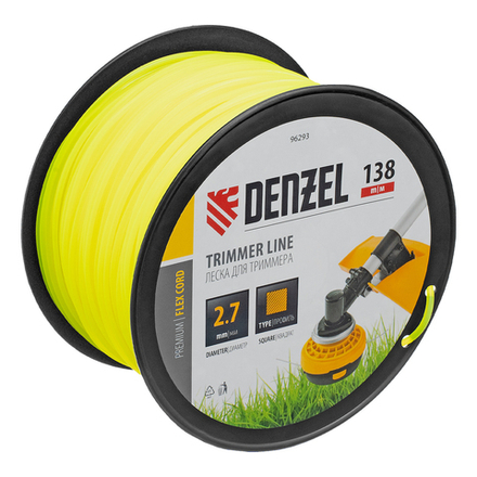 Леска для триммера квадрат, 2,7м х 138м, на DIN катушке FLEX CORD Denzel
