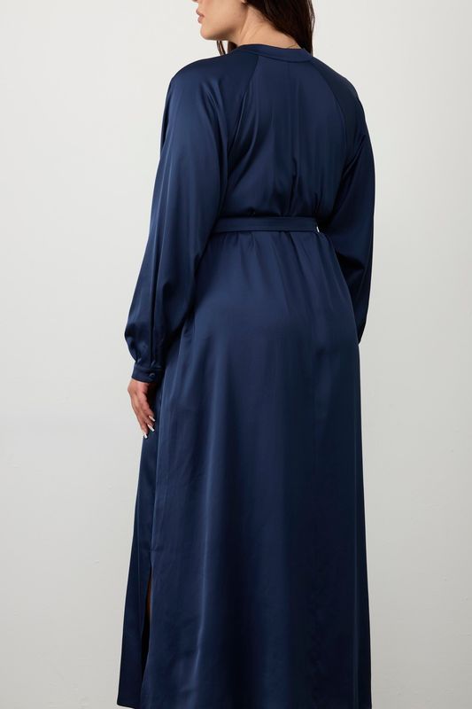 Платье-туника с длинным рукавом, темно-синий