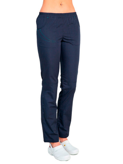Брюки медицинские женские White Wears WW410 на резинке, темно-синий, 42