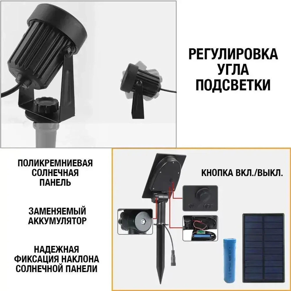 Садовый светильник на солнечном аккумуляторе / подсветка для сада (теплый свет)