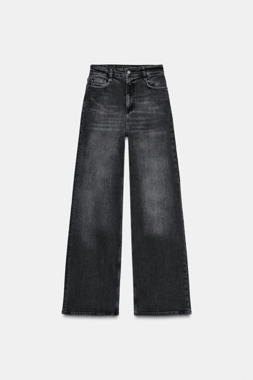 ZARA ДЖИНСЫ WIDE LEG С ВЫСОКОЙ ПОСАДКОЙ — ZW COLLECTION, СЕРЫЙ