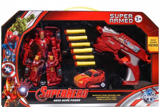 Бластер Super Hero + Трансформер Железный человек