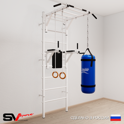 Шведская стенка Sv Sport усиленная 6412 (Турник рукоход/Брусья/Кольца/Цепь/Мешок 22кг)
