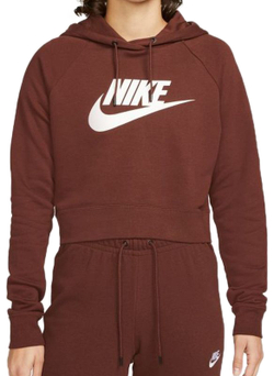 Женская теннисная куртка Nike Sportswear Essential Hoodie Fleece GX Crop W - bronze eclipse/white