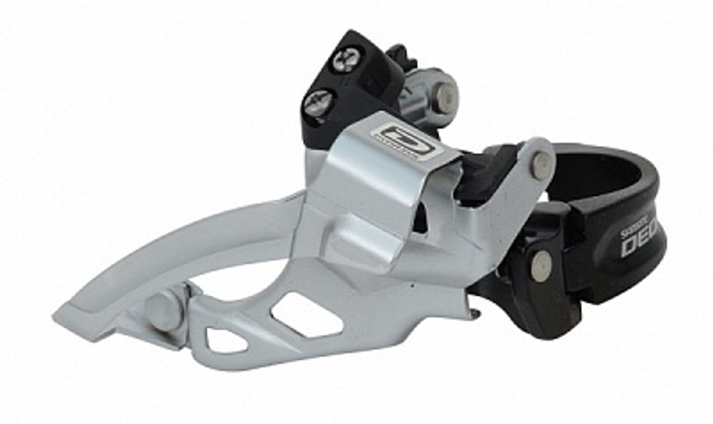 Перек-ль передний Shimano DEORE, M615, ун. тяга, ун. хомут, уг.:66-69, для 38-44T, хомут 34.9 с адап