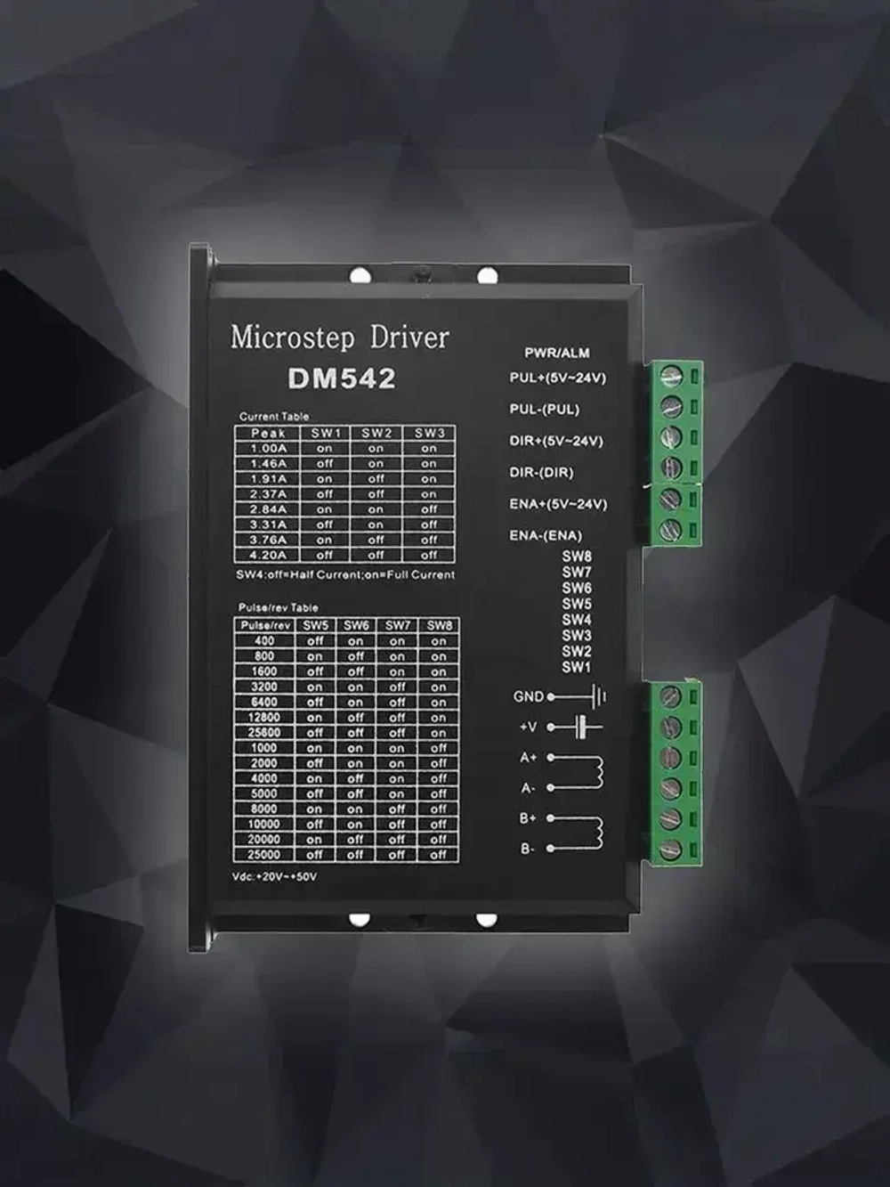 Драйвер шагового двигателя DM542, 20-50В, 4,2А / Микрошаговый привод для 42 57 шаговых двигателей Nema17 Nema23 напряжение питания