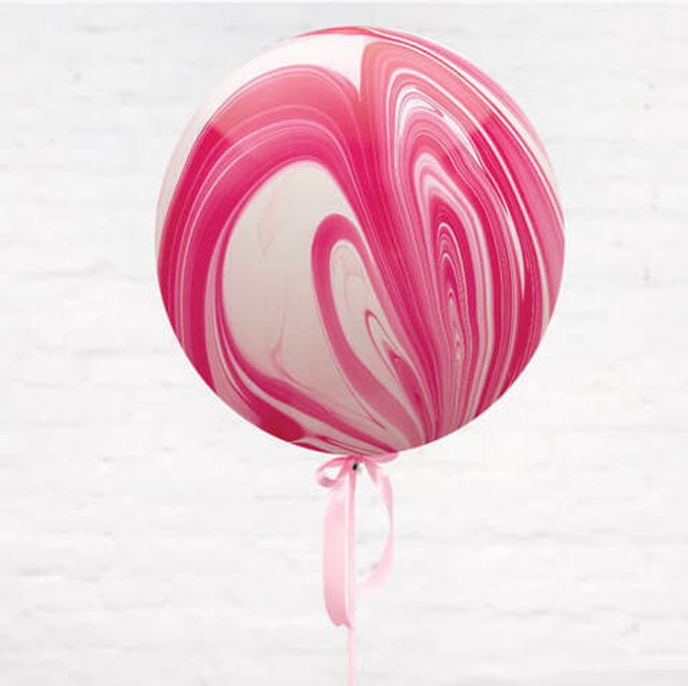 Q Шар 30"/76 см, супер агат розовый белый (БГ-100)  Изображение2