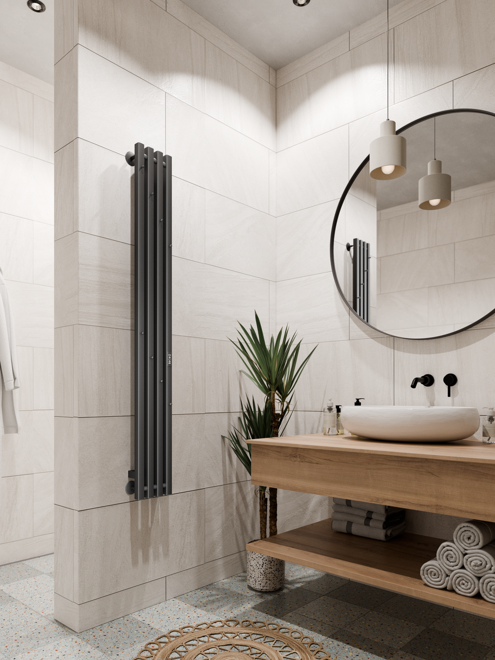 Полотенцесушитель электрический черный вертикальный Marco PRO 4 150 x 18