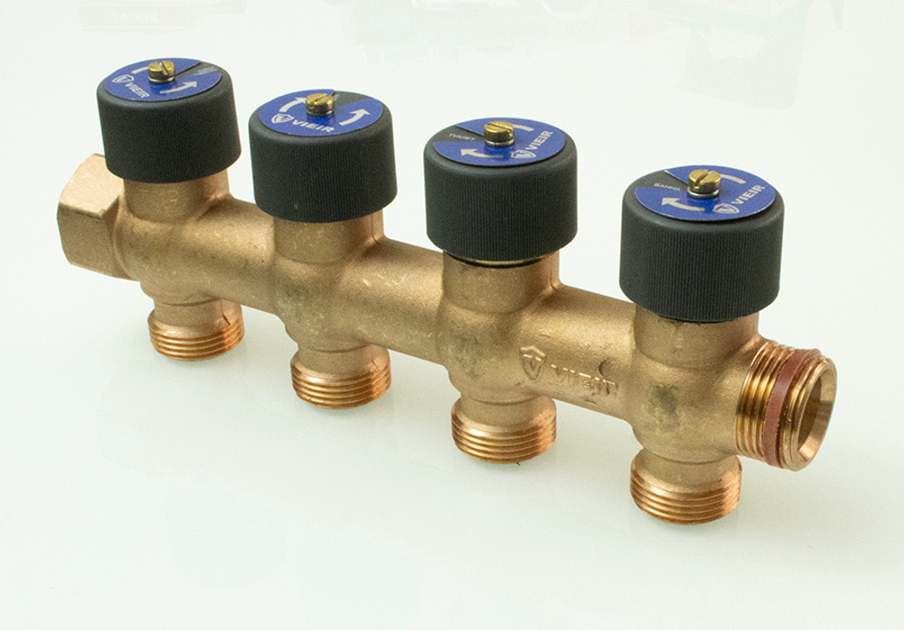 Коллектор   4 вых 3/4 х 3/4 под евроконус   ViEiR  (20/1шт)