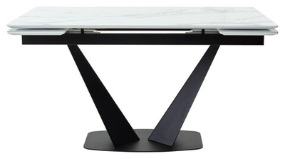 Стол Ниагара 140 БЕЛЫЙ МРАМОР, стекло / ЧЕРНЫЙ, М-City