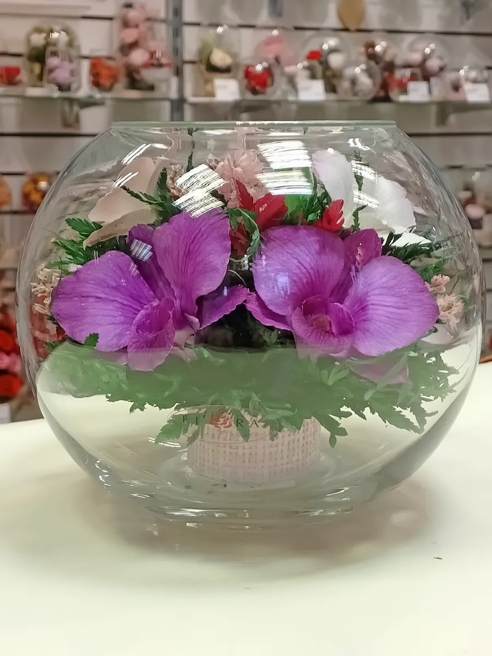 натуральные цветы в стекле, вакуум