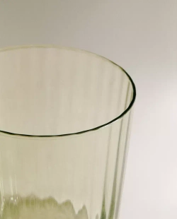 ZARA HOME СТАКАН ИЗ СТЕКЛА С УЗОРОМ «ЛИНИИ», ЗЕЛЕНЫЙ