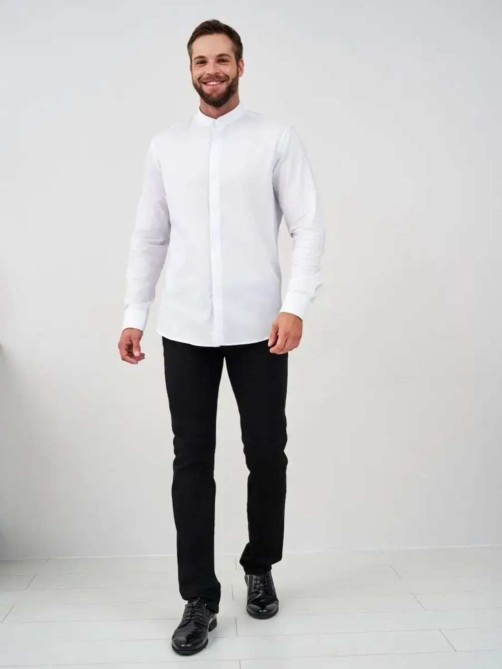 Рубашка без воротника приталенная SLIM FIT