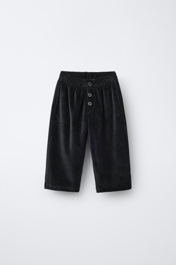 ZARA БРЮКИ BAGGY ИЗ ВЕЛЬВЕТА, ЧЕРНЫЙ