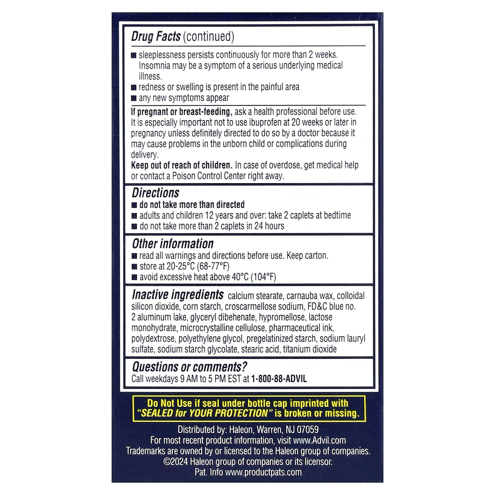 Advil, PM, ибупрофен, 200 мг, 120 капсул, покрытых оболочкой