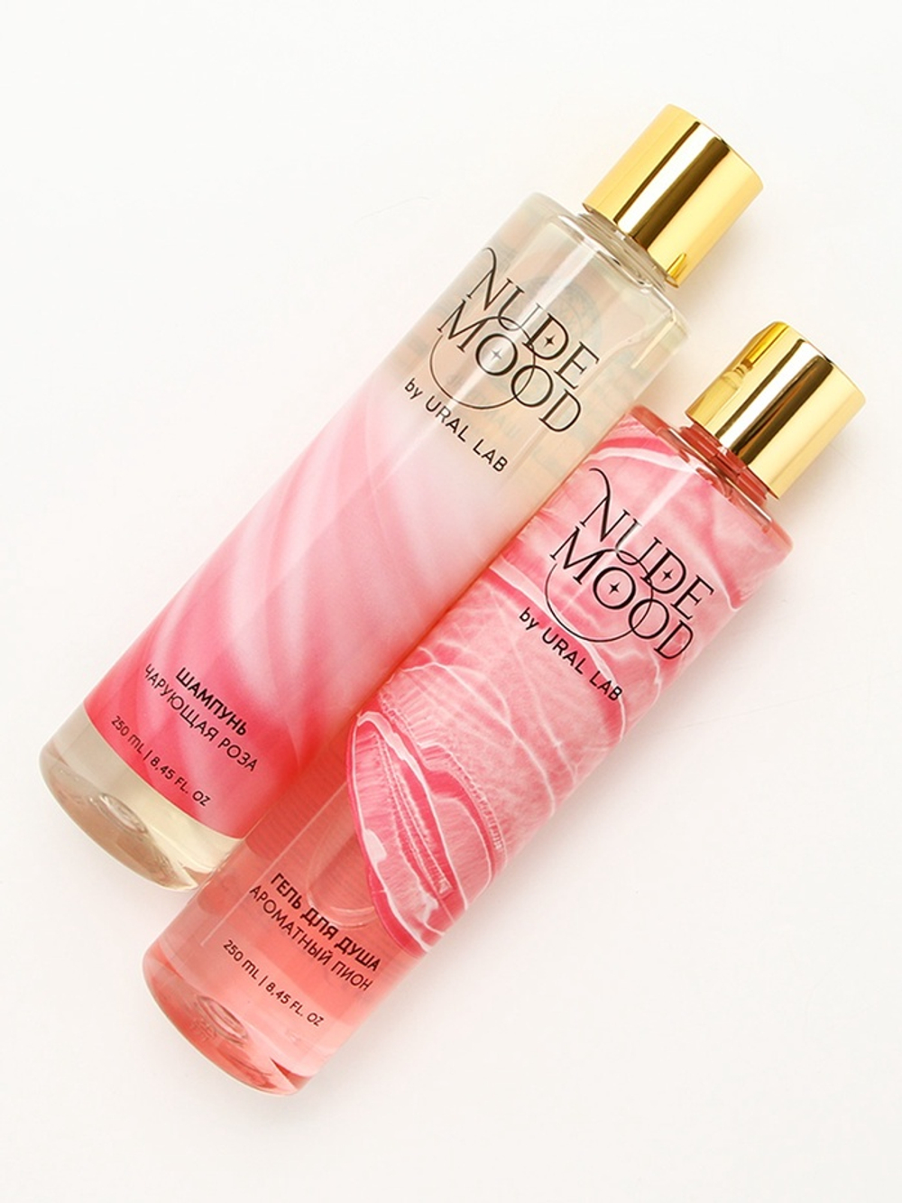 Подарочный набор NUDE MOOD, гель для душа и шампунь для волос, 2×250 мл, аромат розы и пиона, URAL LAB