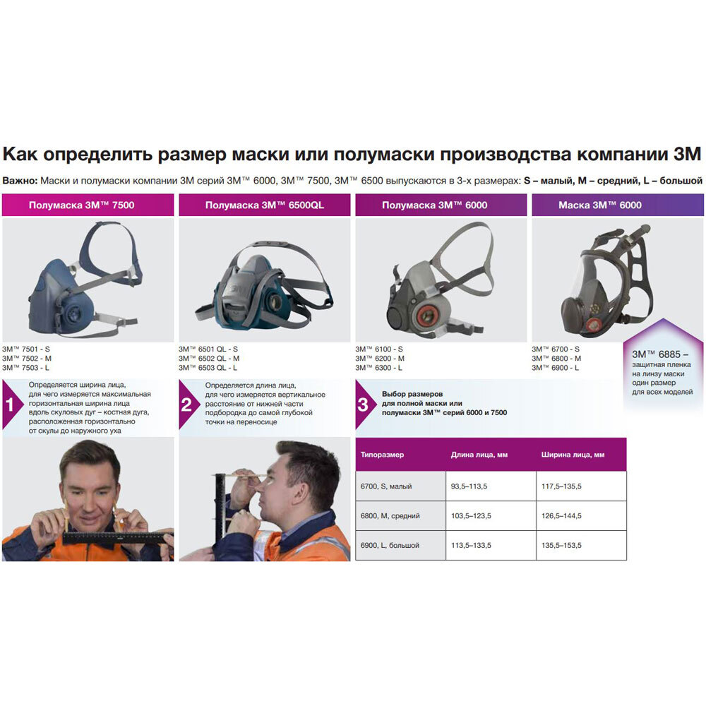 Полумаска 3М серии 7500 модель 7503, размер большой