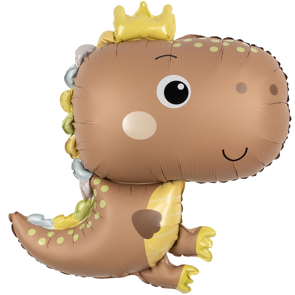 Шар (31''/79 см) Фигура, Динозаврик в короне, Бежевый, Сатин, 1 шт.