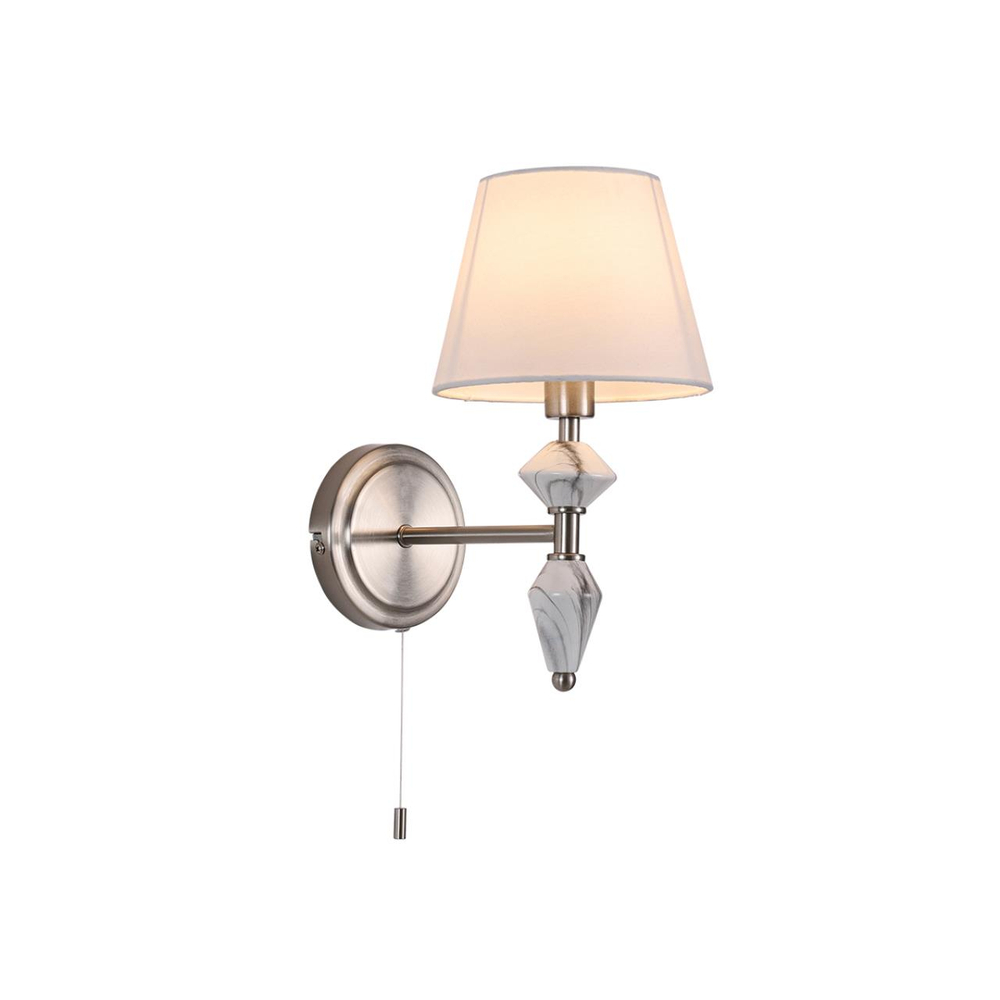 8274/1W CLASSI LN26 044 никель/белый/серый, металл/керамика/ткань Бра Е14 1*40W 220V VERMONT