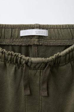 ZARA БРЮКИ-ДЖОГГЕРЫ С ЭФФЕКТОМ ПОТЕРТОСТИ, МЯГКИЙ ЗЕЛЕНЫЙ