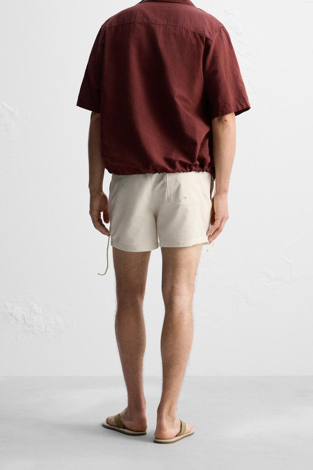 ZARA ПЛАВКИ SEERSUCKER, ЭКРЮ