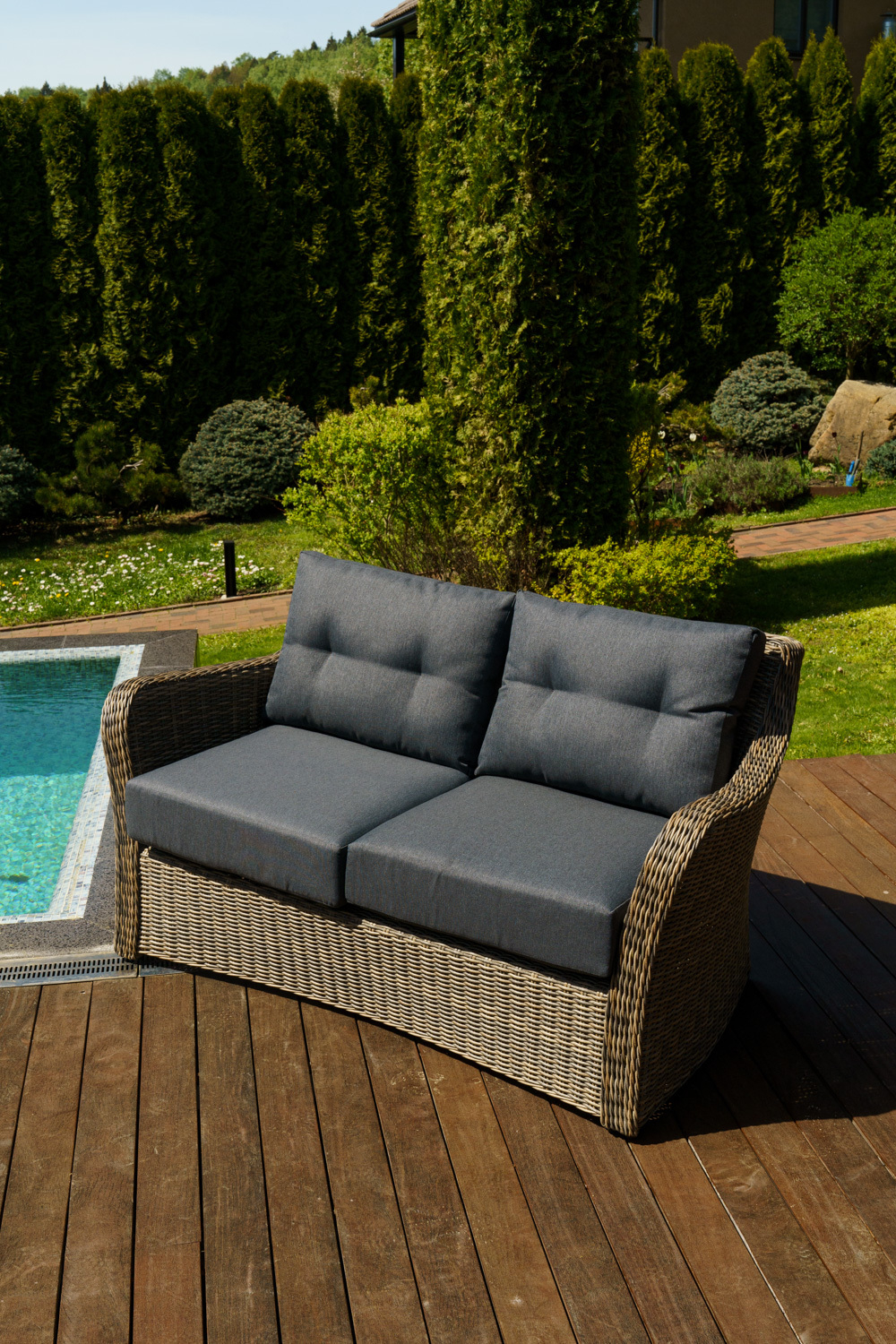 2-х местный диван из искусственного ротанга ВЕНЕЦИЯ (цвет: коричневый)