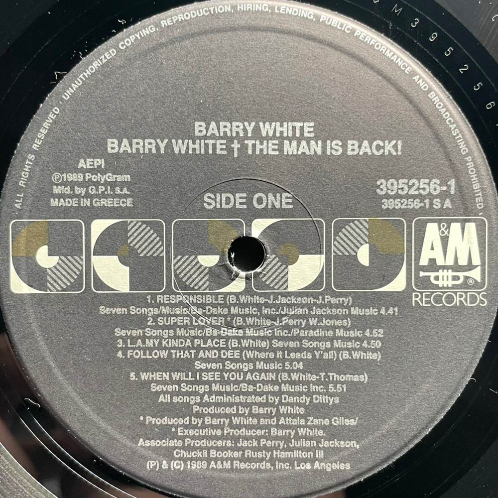 Barry White ‎– Barry White: The Man Is Back! (Греция 1989г.)