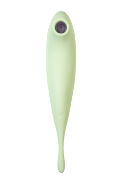 Точечный вибратор с вакуумной стимуляцией Satisfyer Twirling Pro Connect App, силикон, мятный, 20 см