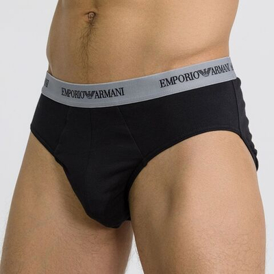 Набор из 2 мужских трусов-брифов Emporio Armani - черных и серых (Размер: XXL) (Цвет: разноцветный)