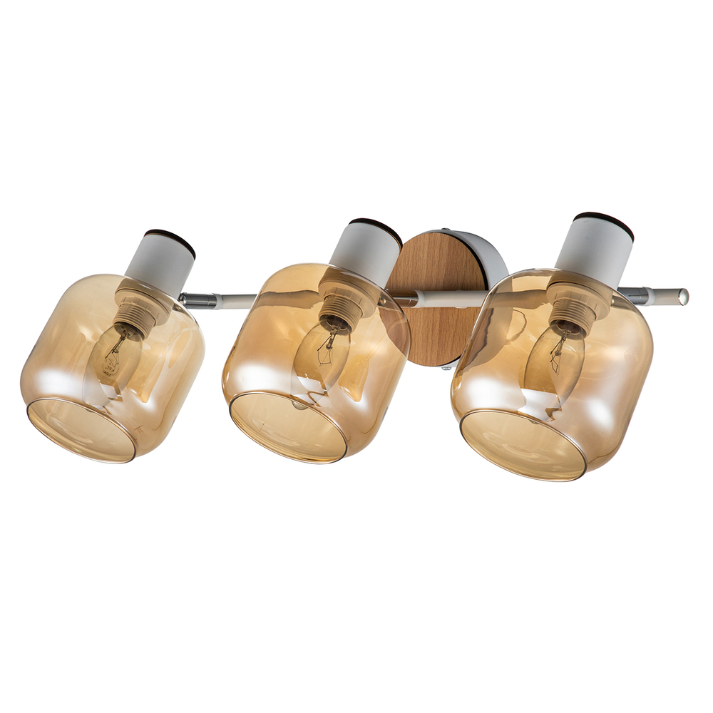 Настенный светильник 3x40Вт E14, металл/дерево/стекло, белый