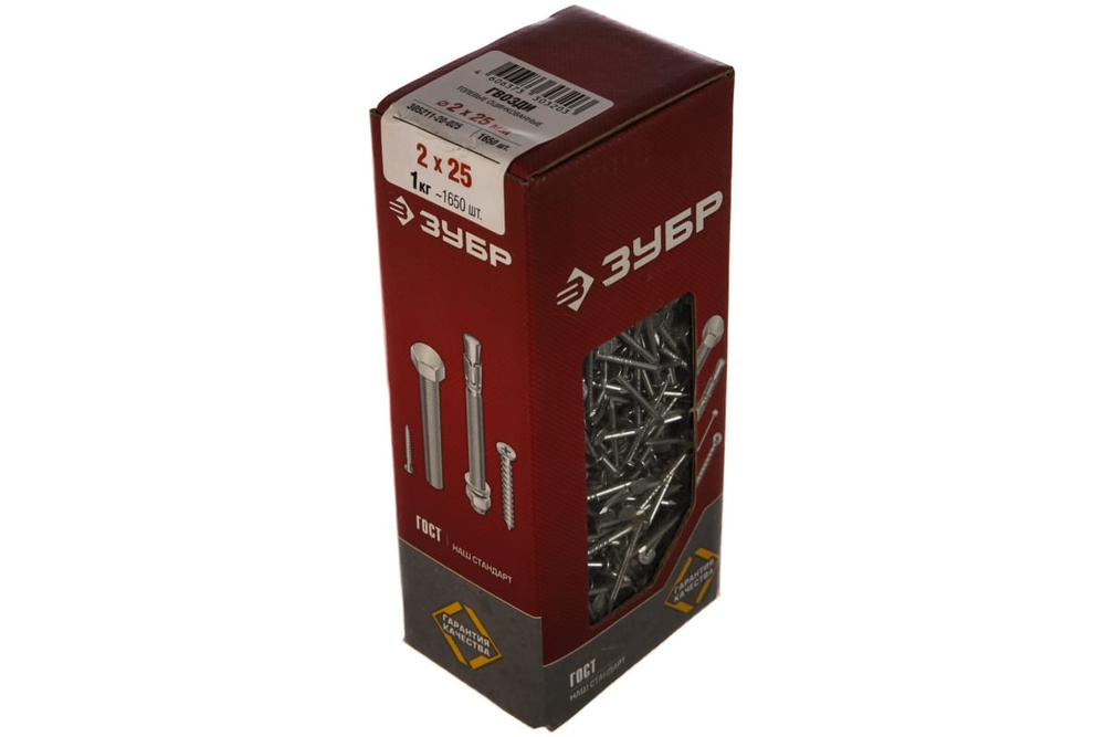 ЗУБР ГОСТ 4029-63, 25 x 2 мм, цинк, 1 кг, толевые гвозди (305211-20-025)