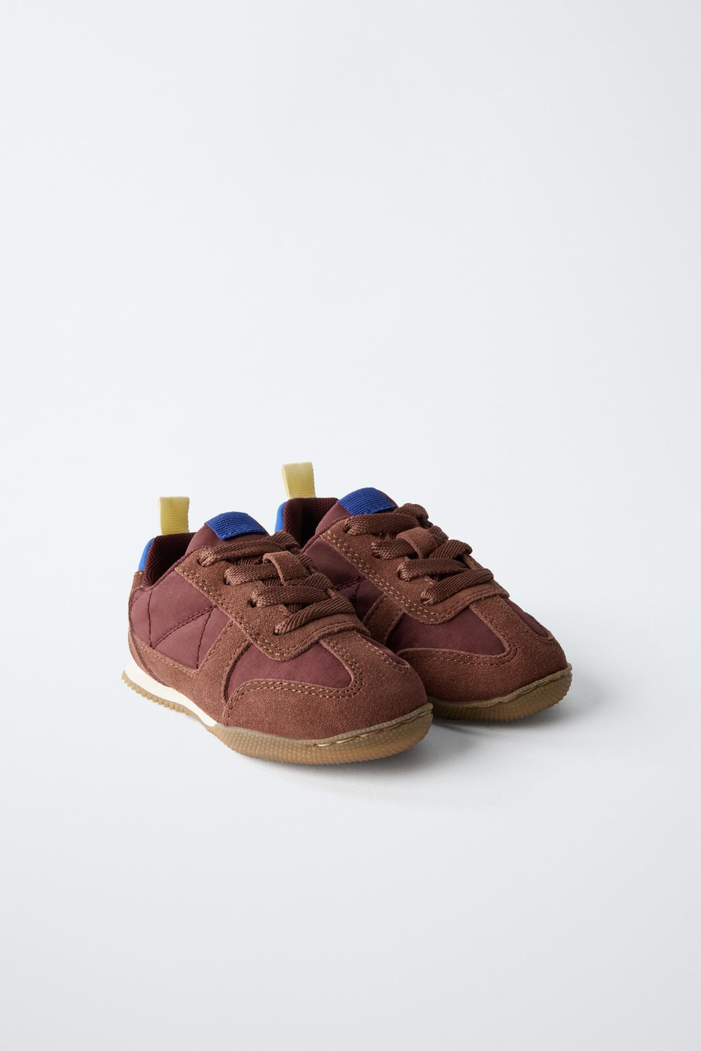 ZARA КРОССОВКИ ИЗ РАЗНЫХ МАТЕРИАЛОВ, КОРИЧНЕВЫЙ