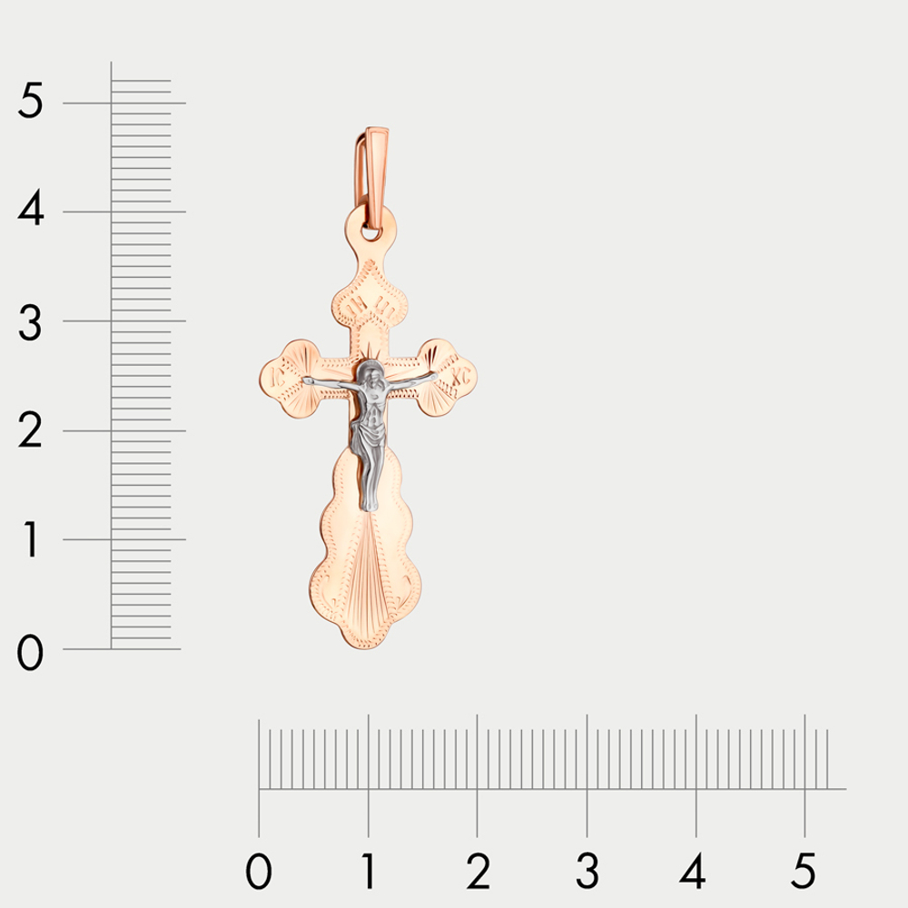 Крест православный из розового золота 585 пробы без вставки (арт. 74277)