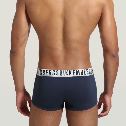Мужские трусы хипсы набор 3 в 1 темно-синие с белой резинкой Bikkembergs BKK1UTR01TR0055