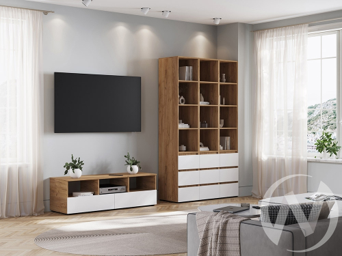 Гостиная "Хелен" (дуб крафт золото/белый шагрень)