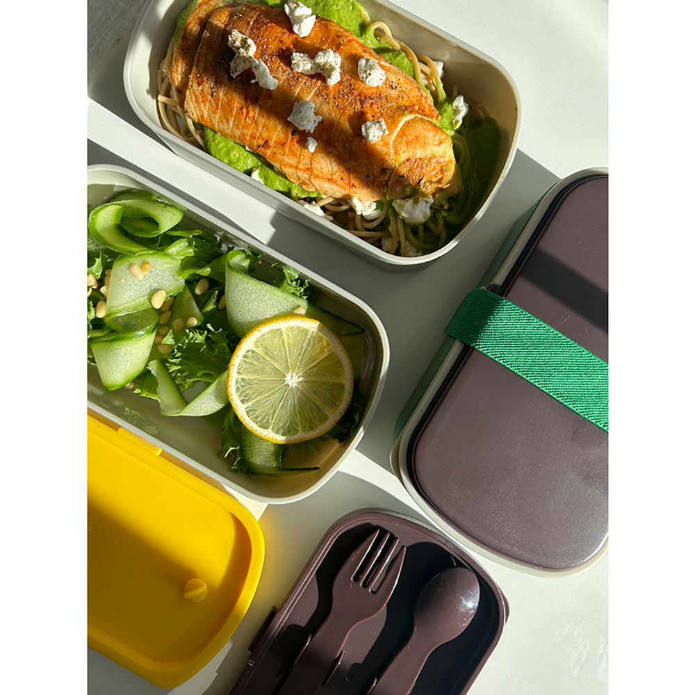 Ланч-бокс с приборами food time, 1 л, серый