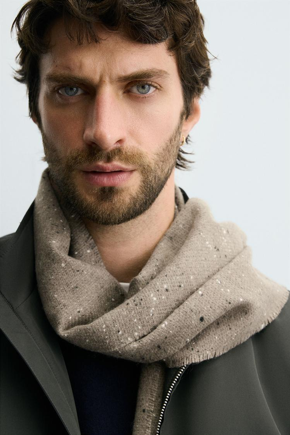 ZARA ШАРФ С БУКЛИРОВАННОЙ СТРУКТУРОЙ, СЕРОВАТО-КОРИЧНЕВЫЙ