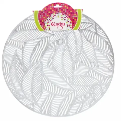 Салфетка плетеная 38см «Листья» серебро