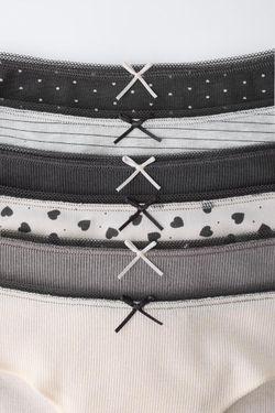 ZARA НАБОР ИЗ ШЕСТИ ТРУСОВ С ПРИНТОМ, ЧЕРНЫЙ