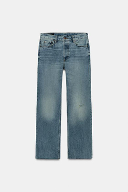 ZARA ДЖИНСЫ ZW SLIM СО СРЕДНЕЙ ПОСАДКОЙ, ВЫЦВЕТШИЙ СИНИЙ