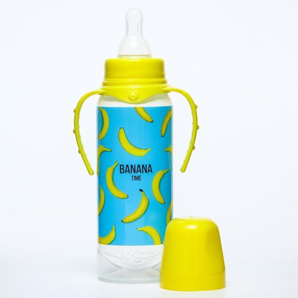 5399880 Бутылочка для кормления «Бананы», 250 мл цилиндр, с ручками
