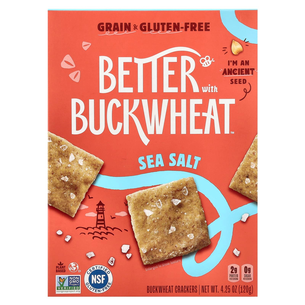 Better with Buckwheat, Гречневые крекеры, морская соль, 120 г (4,25 унции)