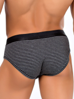 Мужские трусы-слипы в полоску (Размер: S) (Цвет: черный с серым)