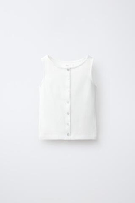 ZARA ФУТБОЛКА С ПУГОВИЦАМИ, БЕЛЫЙ