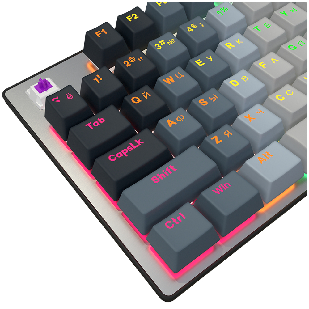LORGAR Azar 514, Wired mechanical gaming keyboard, RGB backlight, 1680000 colour variations, 18 modes, keys number: 104, 50M clicks, linear dream switches, spring cable up to 3.4m, ABS plastic+metal, magnetic cover, 450*136*39mm, 1.17kg, white, EN+RU layout