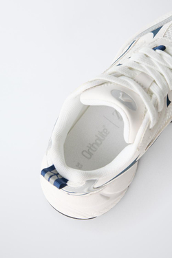 ZARA КРОССОВКИ С ДЕТАЛЯМИ ИЗ СЕТЧАТОЙ ТКАНИ, БЕЛЫЙ