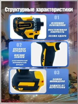 ТехноМастер TooLs Бесщеточный аккумуляторный шуруповерт 21 В, 600 Нм, 4500 об/мин (без АКБ)