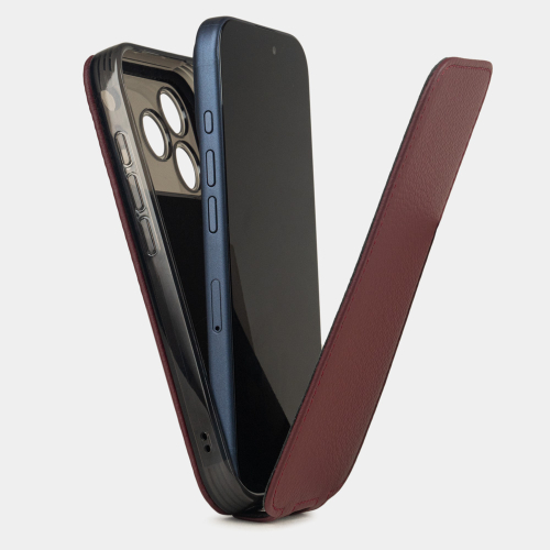 Чехол для iPhone 17 Pro - кожа теленка, бордовый