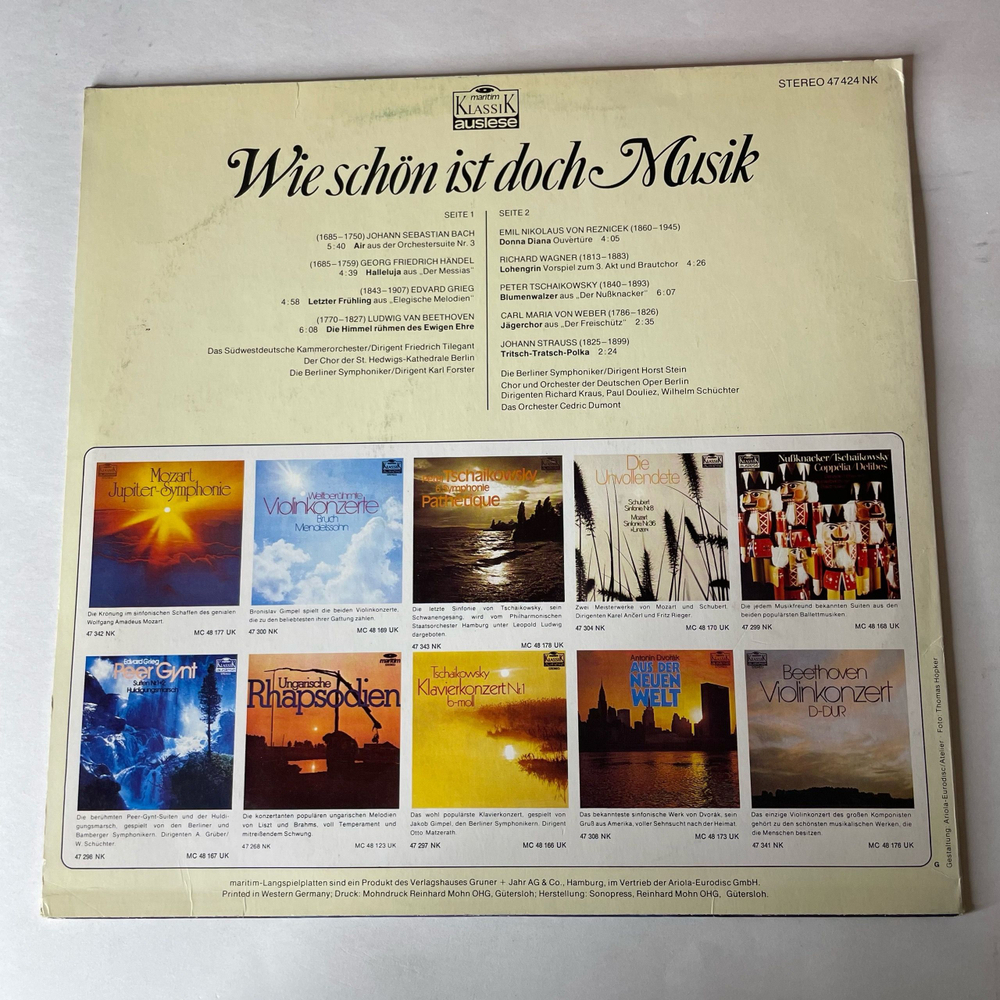Винтажная виниловая пластинка LP Сборник Классической Музыки Verschiedene Komponisten, Wie schon ist doch Musik Разнообразие композиторов, Как Прекрасна Музыка (Германия 1973)