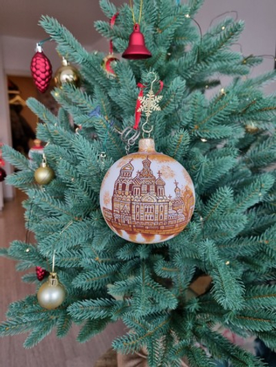 Шар стеклянный "Спас на крови",  ручная роспись